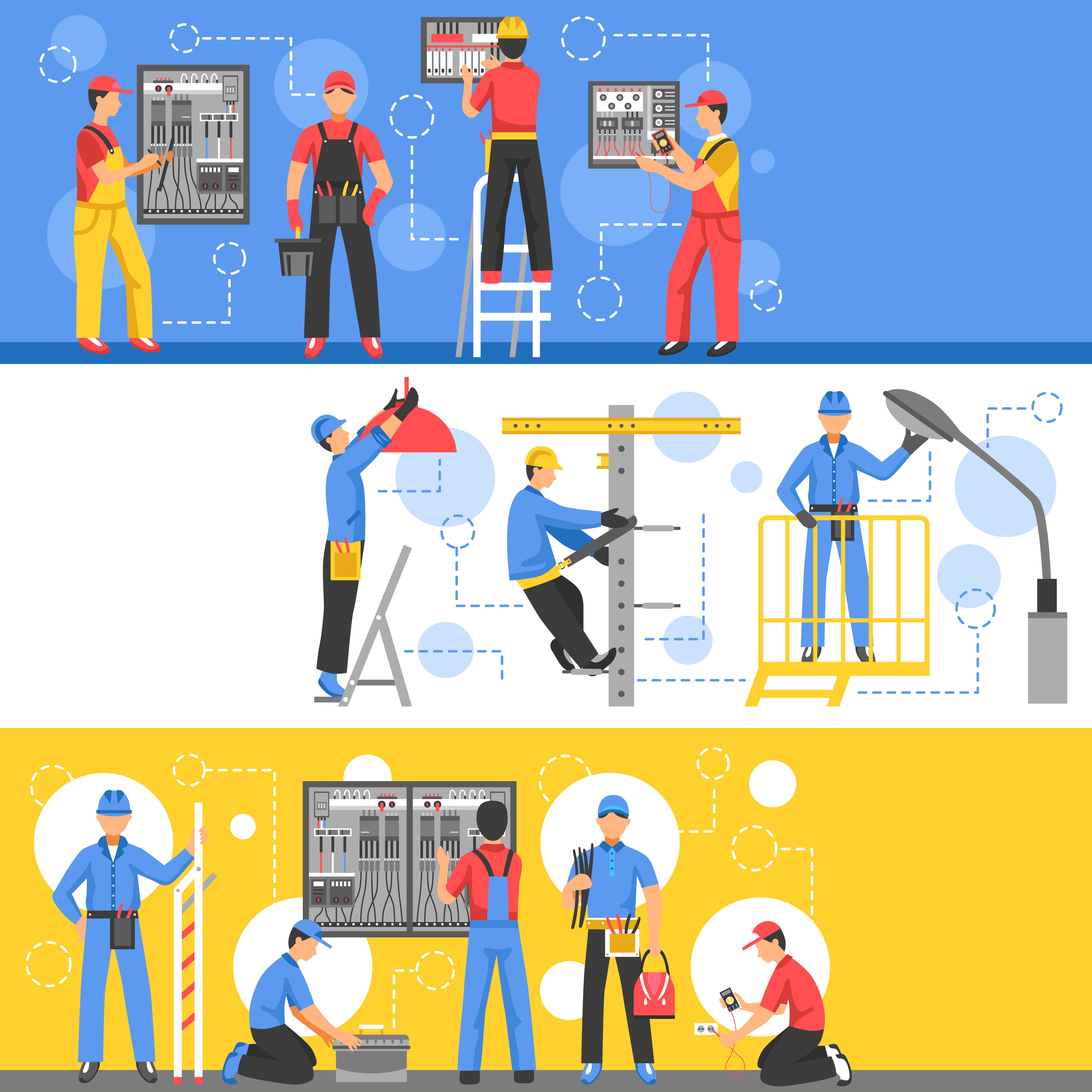 Promotional banner showing various trade services.